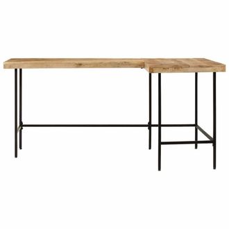 Berkfield Home Beautiful Desk 165x110x77 cm Solid Wood Mango & Iron in Brown | Size: 165 x 110 x 77 cm