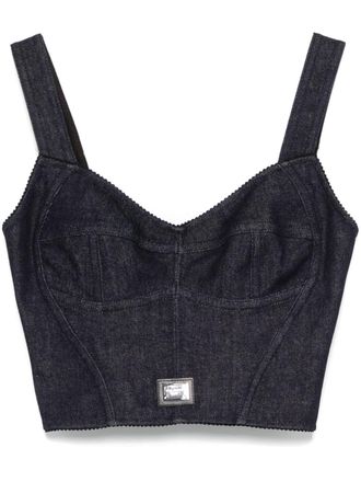 Dolce & Gabbana denim corset top - women - Elastane/Polyamide/Cotton/Silk/Elastane/Polyamide - 40 - Blue