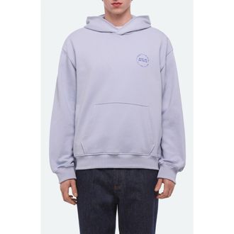 Helmut Lang Stamp Cotton French Terry Pullover Hoodie in Pacific at Nordstrom, Size X-Large