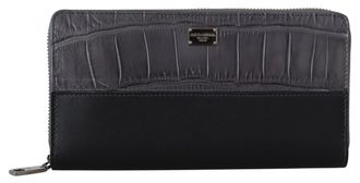 Dolce & Gabbana Black Zip rond Continental Clutch Leather Mens Wallet
