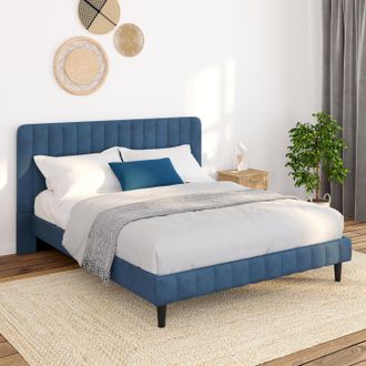 IDMarket Annie Cama Doble Con Cabecero 140 X 190 Cm Gris Terciopelo