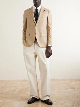 Lardini Houndstooth Wool and Cotton-Blend Blazer