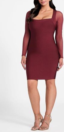 Marciano Kassandra Long Sleeve Bandage Dress in Burgundy at Nordstrom, Size 10 Us