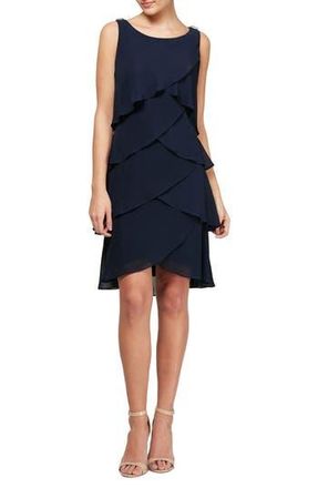 S.L. Fashions Tulip Chiffon Dress in Navy at Nordstrom Rack, Size 10
