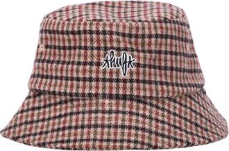 HUF Bruine Tweed Bucket Hat met Borduurwerk - Heren - Hoeden - Bruin - S/M - Tweed - Accessoires