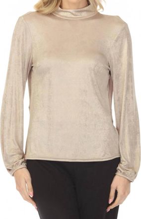 Joseph Ribkoff Metallic Open Cowl Back Top In Beige/gold