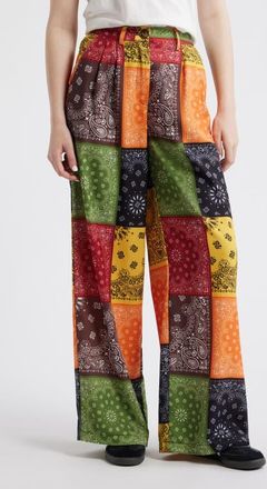 Dressed in Lala Never Taking These Off Colorblock Bandana Wide Leg Pants in Multicolor Bandana at Nordstrom, Size Xx-Large