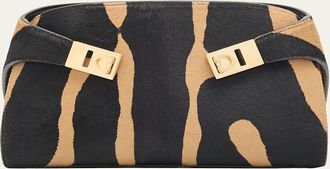 Ferragamo Hug Zebra-Print Calf Hair Shoulder Bag