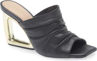 Koko + Palenki Ruched Wedge Sandal in Black Leather at Nordstrom, Size 11Us