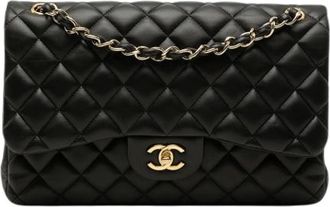Chanel Pre-owned Double Flap Shoulder Bag - Dames - Vintage Schoudertas - Zwart - ONE Size - Leer - Vintage