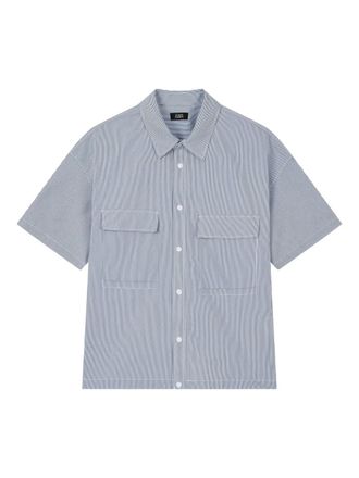 TOMBOY striped short-sleeved shirt - unisex - Cotton/Polyester - M - Blue
