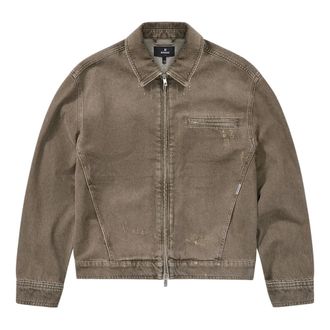 Represent Light Jackets, male, Green, Size: XL Denim Collared Jacket