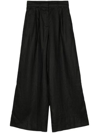 Staud Sasha wide-leg linen trousers - women - Linen/Flax - 8 - Black