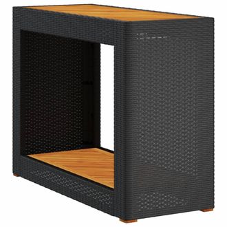 vidaXL Mesa Auxiliar Jard&iacute;n Tapa Madera Rat&aacute;n Pe Negro 100x40x75 Cm Vidaxl