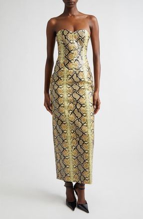 Kim Shui Mitchell Snakeskin Embossed Faux Leather Dress at Nordstrom, Size X-Small