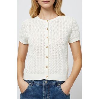 French Connection Pointelle Cotton Blend Cardigan in Cream at Nordstrom Rack, Size X-Small