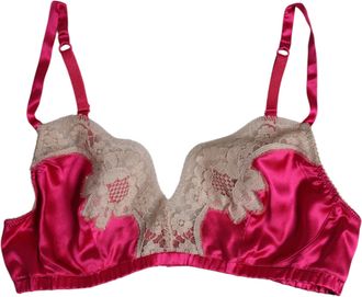 Dolce & Gabbana Womens Magenta Floral Lace Silk Non Wire Bra Underwear Fuchsia Elastane Clothing