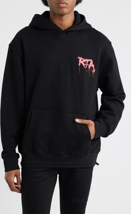 Rta Jordan Graffiti Graphic Drawcord Hem Hoodie in Black Graffiti Pink at Nordstrom, Size Medium