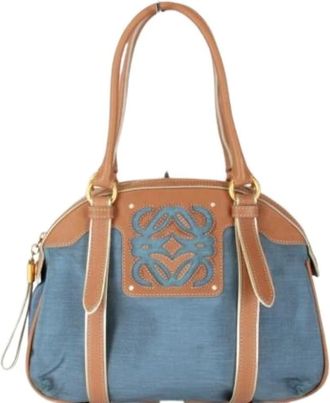 Loewe Pre-owned Handbags, female, Blue, Size: ONE SIZE Pre-owned Canvas Handbag