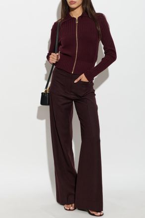 Victoria Beckham Wool Trousers With Pleats, Womens, Black