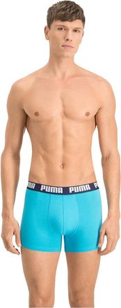 Puma Mens Puma Basic Boxer 2p Boy Short, (Aqua/ Blue 796), S UK