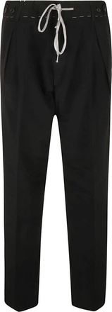 Maison Margiela Rechte Broek met Trekkoord in de Taille - Dames - Straight fit broeken - Zwart - S - Katoen - Broeken