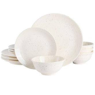 Gibson Home Ramapo 12 Piece Stoneware Dinnerware Set Speckle in White at Nordstrom