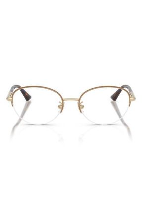 Jimmy Choo London 51mm Oval Optical Glasses in Pale Gold/Biscuit /Demo Lens at Nordstrom