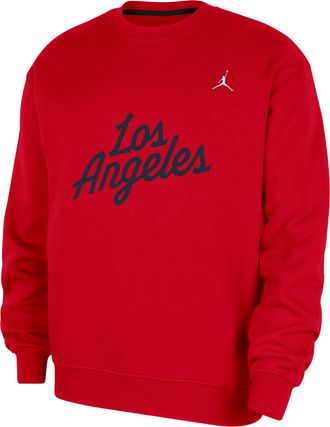 Nike Jordan Mens LA Clippers Statement Essentials Jordan NBA Fleece Crew-Neck Sweatshirt in Red | HM7587-657