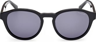 GANT Round Sunglasses in Shiny Black /Smoke at Nordstrom Rack