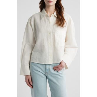 Madewell Linen & Cotton Straight Hem Shirt in Ivory Linen at Nordstrom, Size Xx-Large