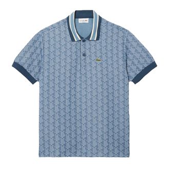 Lacoste Heren Monogram Jacquard Klassiek Poloshirt (Blauw)