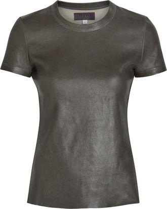 Stouls 05 Stretch-leather T-shirt - Grey - S (UK8-10 / S)