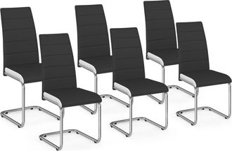 IDMarket Set Di 6 Sedie Da Pranzo Mia Nere Con Finiture Bianche
