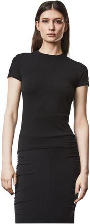 Thom Krom Rondhals Slim Fit Shirt - Dames - T-shirts - Zwart - L - Katoen - Tops