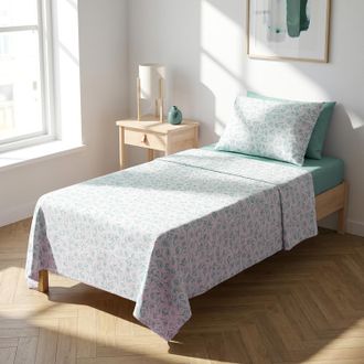 KASANOVA Completo letto singolo fiori acqua cotone