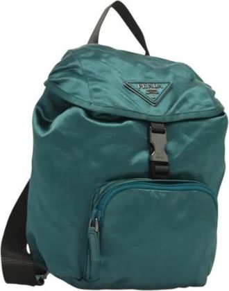Prada Pre-owned Satin backpacks - Dames - Vintage Rugzakken - Blauw - ONE Size - Satijn - Vintage