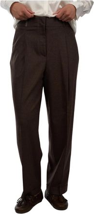 PESERICO Straight Broeken - Dames - Straight fit broeken - Bruin - 2XL - Wol - Broeken
