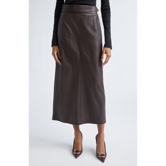 Ferragamo Leather Maxi Skirt in Expresso at Nordstrom, Size 4 Us