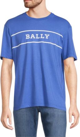 Bally Mens Printed Logo Short Sleeve T-Shirt In Blue
