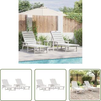 vidaXL vidaXL Lettino da giardino - Lettino da sole 3 pcs Bianco Polietilene