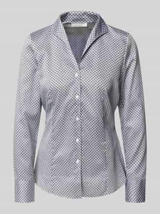 Eterna Hemdbluse aus reiner Baumwolle mit Allover-Print in Offwhite, Größe 36