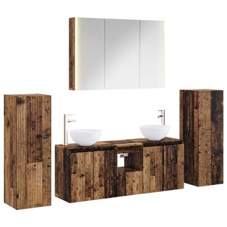 vidaXL Juego De Muebles De Ba&ntilde;o 6 Pcs Madera Envejecida Vidaxl