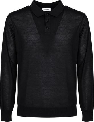 KANGRA Polo in lana vergine - - Tops - Uomo - Nero - XL