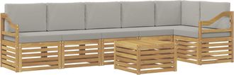 vidaXL Conjunto De Sof&aacute;s De Exterior 7 Uds. Blanco Y Gris Claro Vidaxl