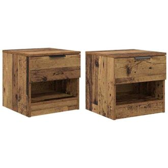 vidaXL Mueble de cama con cajón 2 pcs Madera vieja 40 x 39 x 40 cm vidaXL