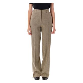 Golden Goose Straight Trousers, female, Brown, Size: XS Relaxed Fit Linen Cotton Trousers