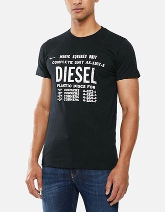 Diesel Mens DIESEL T DIEGO B6 Mens T-Shirt Crew Neck Short Sleeve Casual Cotton Black Tee - Size: 38