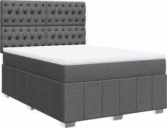 vidaXL Vidaxl - Cama Box Spring Con Colch&oacute;n Tela Gris Oscuro 140x200 Cm