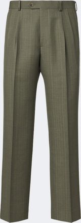 Auralee Pantalones rectos de lana a rayas